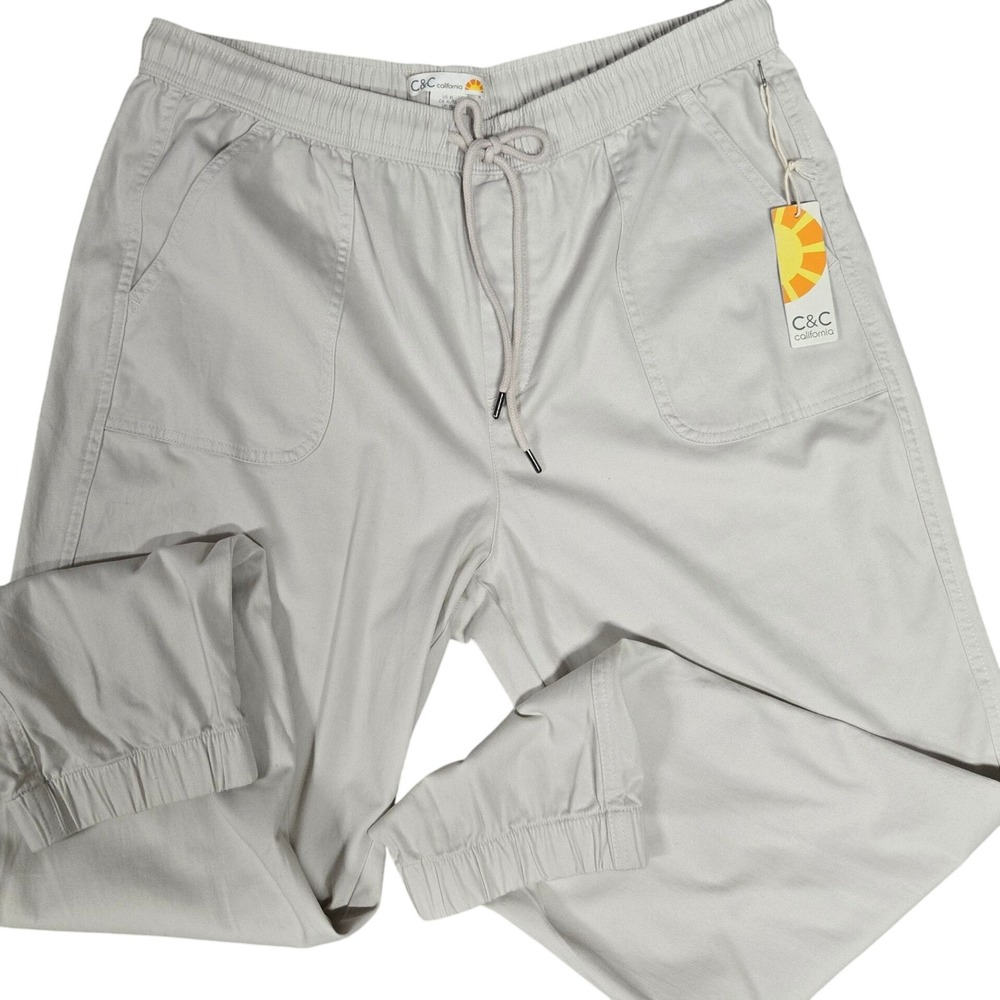 C&C California Pull On Jogger Pants Sand Beige Cotton Blend Women's Size XL - Picture 8 of 9